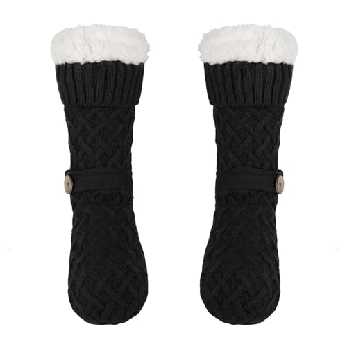 haozaikeji Women Fleece Floor Socks Girl Knit Slipper Socks Vintage Warm Home Crew Sock Thick Non-Slip Boot Xmas Indoor Sock4