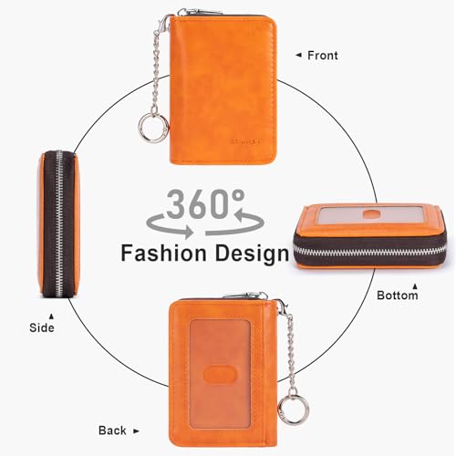 Image of Mayski Credit Card Holder, Zipper Credit Card Wallet for Women, Small Accordion Card Cases Holder, KeyChain Wallet, Business Card Holder, Brown