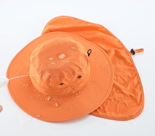 Image of Home Prefer UPF50 Mens Sun Hat with Neck Flap Quick Dry UV Protection Cap Womens Wide Brim Fishing Hat Neck Flap Beach Garden