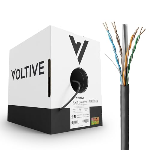 Cable Ethernet Cat6 Outdoor 500ft Voltive Negro UTP miniatura 1