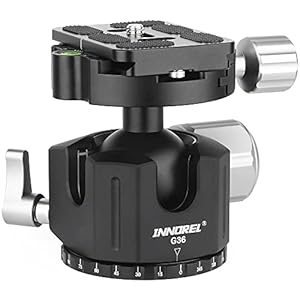 INNOREL G36 Low Profile Panorama-CNC-Metall-Kamerastativ-Kugelkopf mit 1/4″ Arca Swiss Universal-Schnellwechselplatte für Stative, Einbeinstative, DSLR-Kameras, Camcorder, Max. Belastung 20 kg