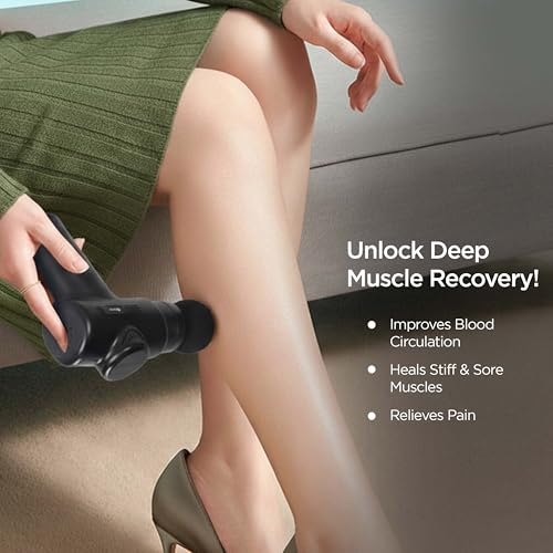 Image of Inbase Axon Pulse - Handheld Percussion Massage Gun, 6 Speeds, 5 Attachments, Quiet Motor, USB-C Rechargeable - Deep Tissue Muscle Relief