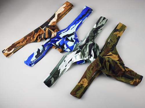 Mens Camouflage Printed Thong Panties T-back Underwear Gay Sexy Bugle Convex Briefs2