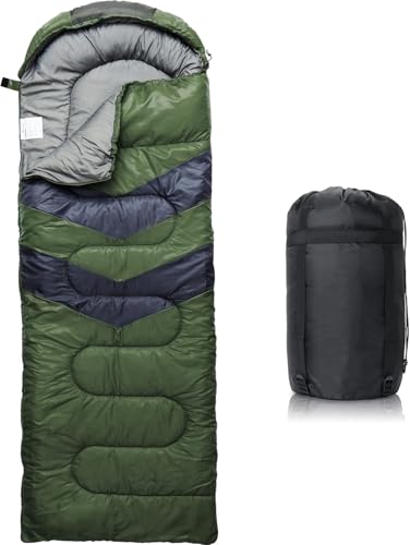 Oasisgalore Camping Sleeping Bag for Adult & Kids سليب باق للرحلات Backpacking Sleeping Bag Cold Weather & Warm Lightweight Compact Camping Hiking Essentials Gear Accessories (Green)