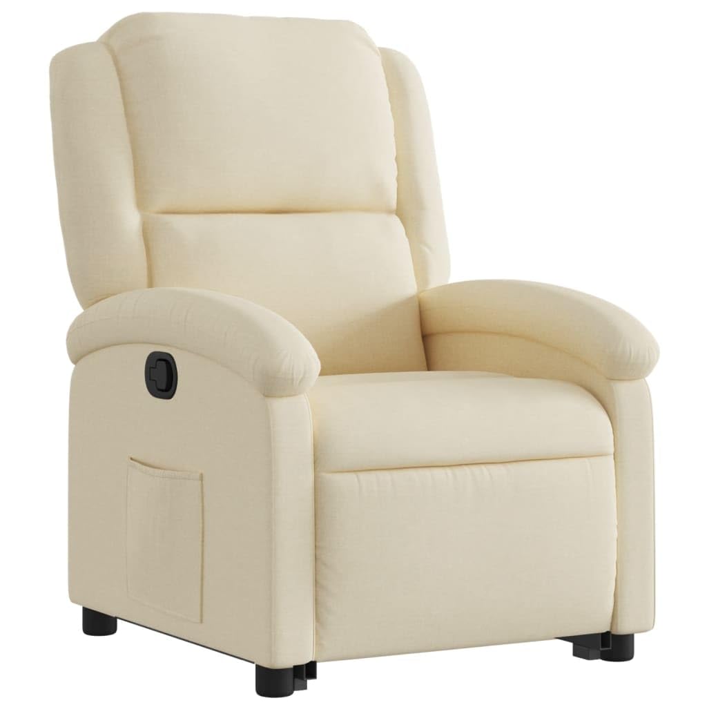 Willood Sillón Reclinable Elevable, Silla con Respaldo Reposabrazos, Asiento Ajustable para Ancianos, Tela Color Crema