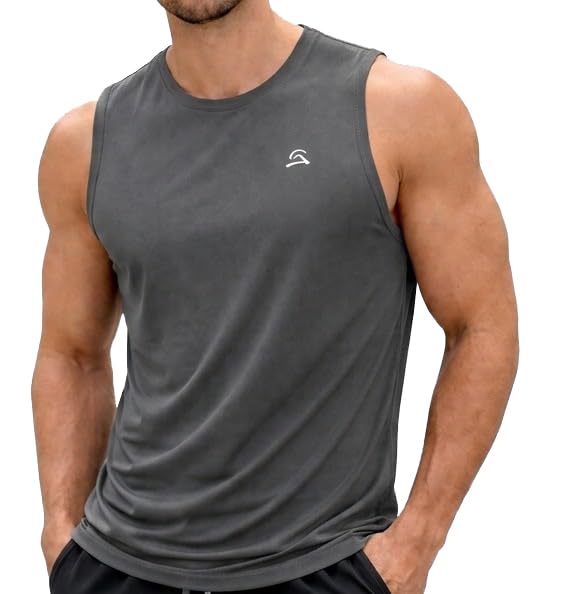 PowerFlex Men’s Sleeveless Active Gym Sandow T-Shirt (in, Alpha, M, Regular, Dark Grey)-picture-11