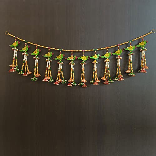 Image of Handmade Door Hanging Moti Latkan Style Bandarwal Toran (TMS-06) -Diwali New Year Inauguration Wedding Festival Home Decor Pooja (40 Inch X 6 Inch)