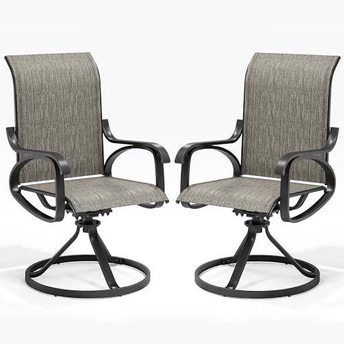 Image of LOUVIXA Patio Swivel Chair Set of 2, All-Weather Patio Swivel Rocking Chair, High Back Patio Dining Chairs for Backyard, Porch, Lawn, Garden(2, Taupe)