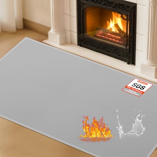Hearth Rug for Fireplace, Fireproof, 48x28 inches, Grey