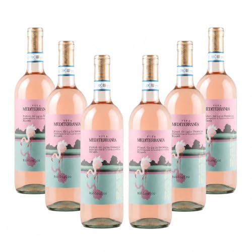 Vita Mediterranea Pinot Grigio Delle Venezie Doc Blush - Vino Rosato Biologico E Vegano, 6 Bottiglie