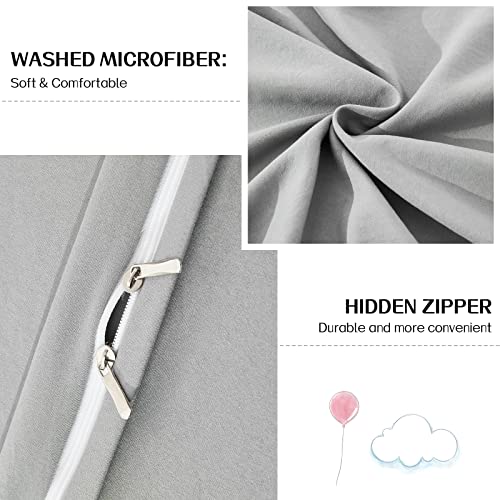 Dreaming Wapiti Duvet Cover Queen,Washed Microfiber Ice Grey Queen Size Duvet Cover Set,Solid Color - Soft and Breathable with Zipper Closure & Corner Ties (Ice Grey, Queen)
