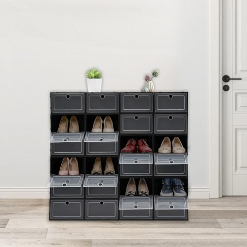 Cajas de zapatos con puerta abatible de plástico modular negro 5