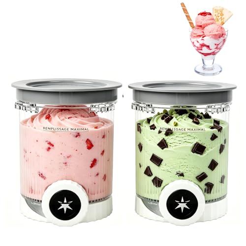 Domigard Ice Cream Tubs for CREAMi - 2 Pack 16oz Creami Tubs Swirl