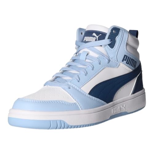 Puma Unisex Kinder Rebound V6 Mid JrSneaker, Puma White Dark Indigo Haute Tropic, 4.5 UK – Ansicht 1