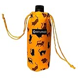 [MITUPASO] ペットボトルカバー イエローランド猫 余裕の600ml+α オールマイクロファイバー 小物入れポーチ 折りたたみ傘 ケース ペットボトルホルダー ペットボトル収納 ドリンクホルダー持ち歩き ペットボトル 男女兼用 レディース メンズ (イエローランド, 猫)