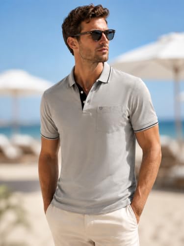 Image of Lux Cozi Men's T-Shirt with Chest Pocket | Polo T-Shirt for Man | Plain Casual Stylish | Half Sleeve| Cotton Blend Collar Polo T-Shirts for Men