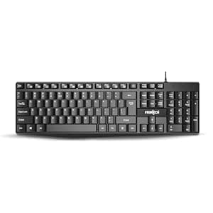 FRONTECH Multimedia USB Wired Keyboard, 105 Keys, 12 Hot Keys, Ergonomic Design with Adjustable Clips, Soft & Laser Printed Keys, Plug and Play (KB-1671)