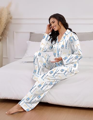 Image of SHESHOW Satin Pajamas for Women Set Long Sleeve Button Down Sleepwear 2 Piece Nightwear Women Pjs Sets Size XS-XXL