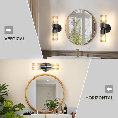 Image of Crystal Wall Sconces Set of Two, 13'' Modern Brass Sconces Lighting with K9 Crystal Lampshade, Indoor Large Brass Wall Light Fixtures for Living Room Bathroom Hallway Stairs Bedroom