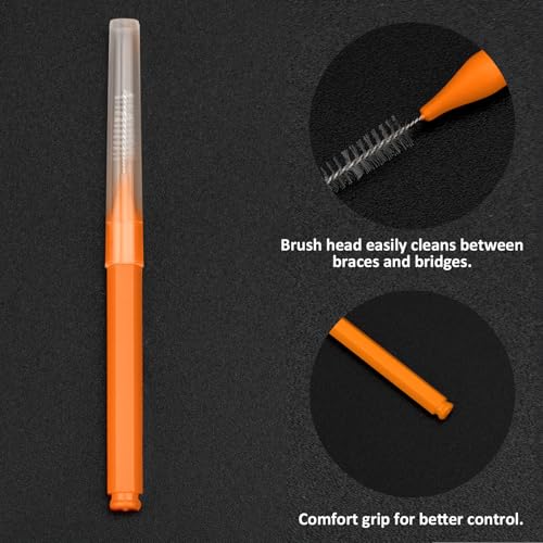 Image of Patelai 100 Pieces Braces Dental Brush for Cleaner Interdental Toothpick Dental Tooth Flossing Head Oral Hygiene Flosser Toothpick Cleaners Tooth Tool(White, Orange, Blue,Proper Size)