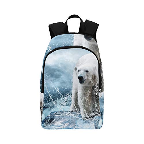 Preisvergleich Produktbild Kühle Tierweißer Eisbär-beiläufige Daypack-Reisetasche College School-Rucksack für Männer und Frauen