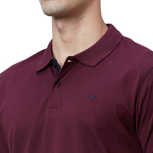 Image of Park Avenue Slim Fit Pure Cotton Print Pattern Polo Neck Casual T-Shirt