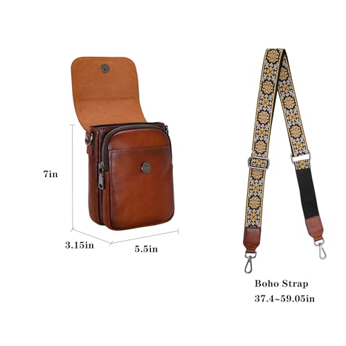 HESHE Genuine Leather Purses for Women Anti-Theft RFID Blocking Crossbody Bag Small Cell Phone Purse with Adjustable Strap (Brown)3