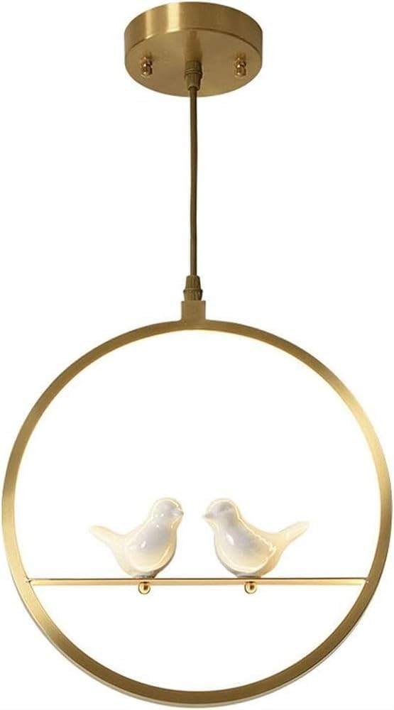 Lámpara circular H65 colgante de pájaro de cerámica con luces LED regulables 8