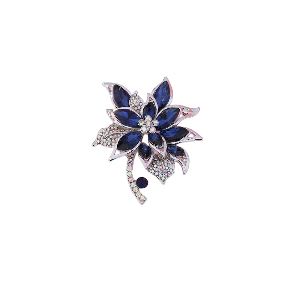 Spilla Floreale Con Strass Blu In Lega Smaltata – Design 3D, Eleganza Francese Per Donna (Coolmetaljacket)