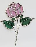 Pink Rose Stained Glass Suncatcher