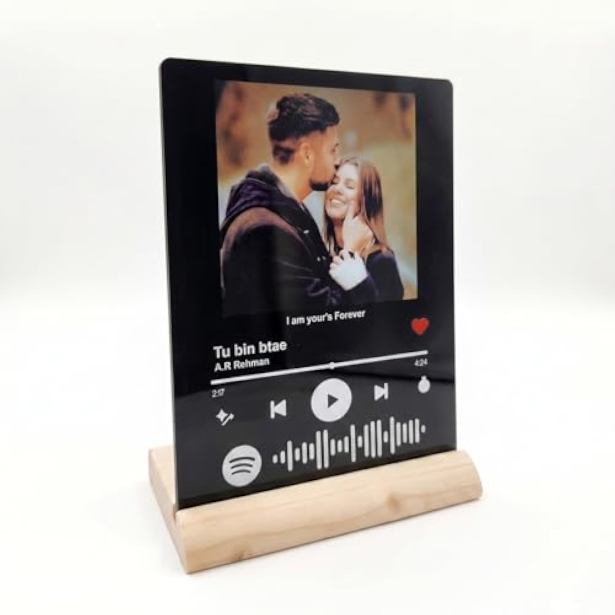 Customized Photo & Spotify Song MDF Frame, 6x8 inch Gift