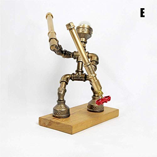 Preisvergleich Produktbild LIIYANN Wasserleitung Licht Samurai-Serie energiesparende LED-Tischlampe, männliche Persönlichkeit Schlafzimmer, Bar kreative dekorative Tischlampe (Farbe: E)
