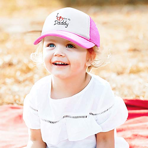 Summer Kids Trucker Hat I Love My Daddy Dad Father's Day Style A Polyester Boys Girls Sun Toddler Caps Soft Pink Design Only Adjustable4