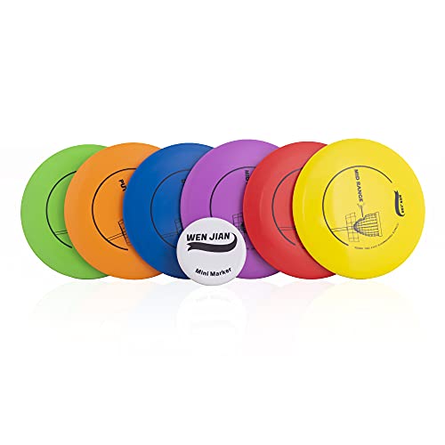 Wen Jian Disc Golf Starter Set, Disc Golf Set, Disc Golf Beginner Set With 6 Discs-2 Pcs Driver, 2 Pcs Mid Range, 2 Pcs Putter, 1 Mini Marker #TOP1