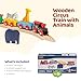 Maxim Enterprise, inc. Kids Circus Train with Steam Engine, 2 Cars, Caboose, 3 Wooden Animals, Natural Hardwood Railway Set with Easy Magnetic Connectors, Sensory Learning Toys for 18 Months & Up