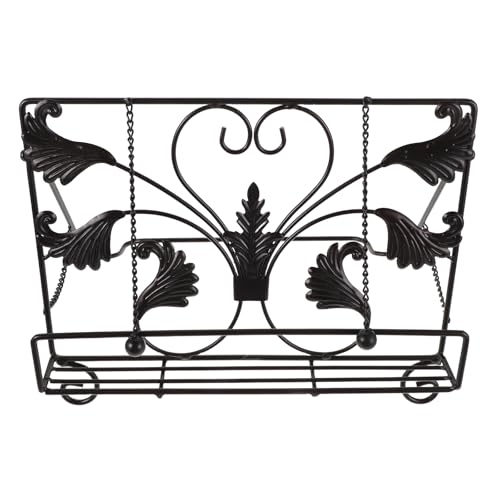 SOLUSTRE Vintage Metal Cookbook Stand with Thick Chain Decorative Book Holder, Heart-Shaped Wrought Iron Recipe Rack for Kitchen Reading, 32x19x24cm
