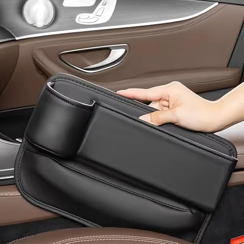Suni Deri Araç Koltuk Yanı Organizeri, Bardaklık ve Telefon Bölmeli
