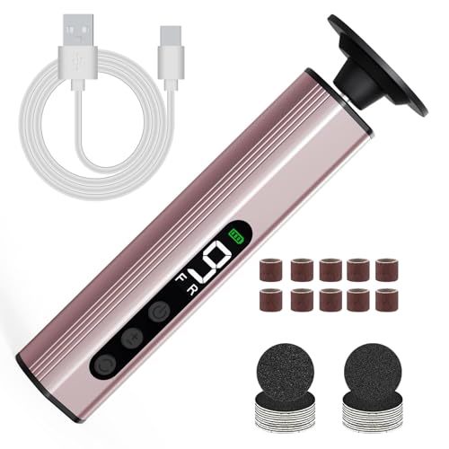 YATOSEEN Râpe Électrique pour Callosités, 2 en 1, Rechargeable, avec Disques Abrasifs et Têtes Abrasives, 9 Vitesses, pour Peaux Mortes, Callosités, Peaux...