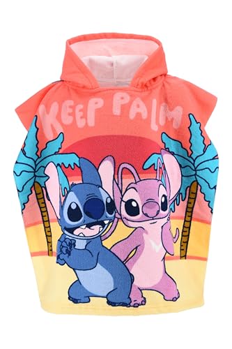 Sun City Disney Lilo & Stitch Poncho de Baño para Niños con Capucha Keep Palm, Secado rápido, 3-6 años, 55x110 cm (Multicolor)