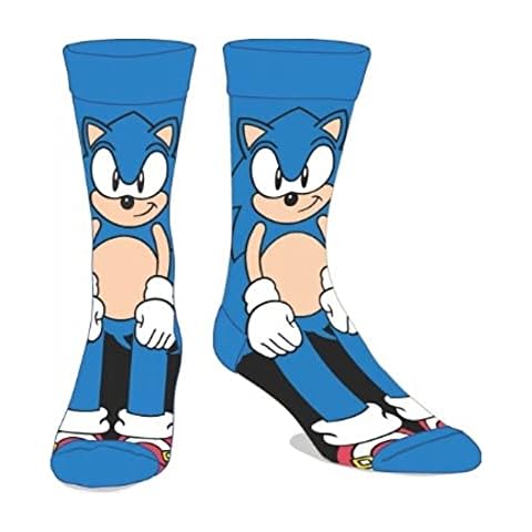 EZB Video Game Sonic the Hedgehog Character Crew Socks | Quirky Gift Idea for Men, Women & Teenagers | Film Movie Design | Size 6-11 | Sonic Cover