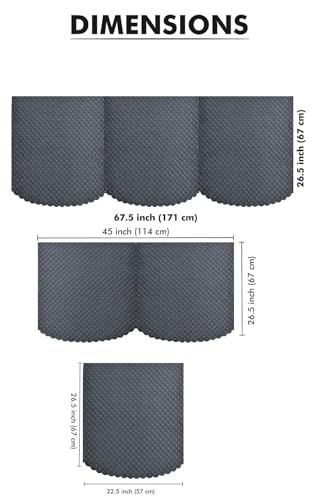 Image of L Shape 7 Seater Velvet Sectional Sofa Cover, Quilted with Fringe Detail, L-Shaped Couch Protector-Pack of 14 (Dark Grey)