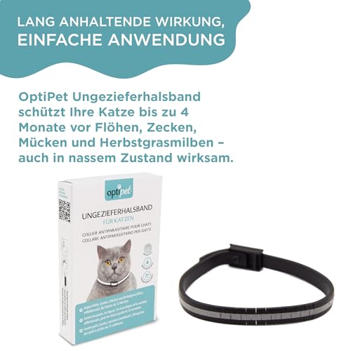 OptiPet x2 Ungezieferhalsband für Katzen | 4 Monate Schutz beiFlöhe Zecken Mücken Milben - reflektierend, für Katzen ab 12 Wochen | Flohhalsband Katzen/Zeckenhalsband für Zeckenschutz Katze