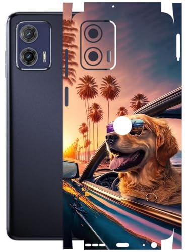 Image of AtOdds - Full Body Back Screen Guard Protector Film - Lamination Wrap Skin Sticker Compatible with Moto G73 (5G) | Scratchproof Matte Finish (Happy Doggo)