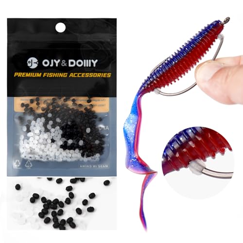 Bait Stoppers (300-Pack) Silicone Rubber Based Fishing Bait Keeper Retainer Beads for Securing Soft Plastic Lure onto Hook Shank