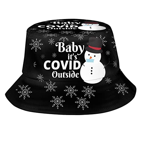 Christmas Hat Baby It is Covid Outside Hat Packable Bucket Hat Outdoor Fisherman Hat Beach Sun Cap for Men Women