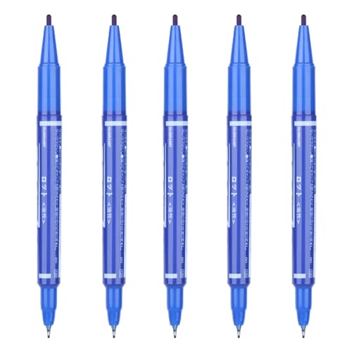 Hildbrandt Tattoo Skin Scribe Pen Dual-Tip Marker Piercing Marking Surgical Tattooing (5 Pack, Blue)
