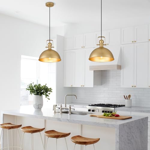 Image of 12 Inch Gold Modern Pendant Lights for Kitchen Island 3 Pack