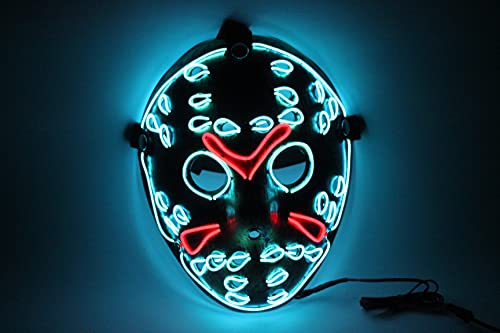 Led's Go - Máscara LED Jason - Disfraces, Fiestas, Cumpleaños, Cosplay, Halloween, Carnaval, Regalos, Máscaras, Viernes 13, Películas, Niños, Adultos, Terror, Comics