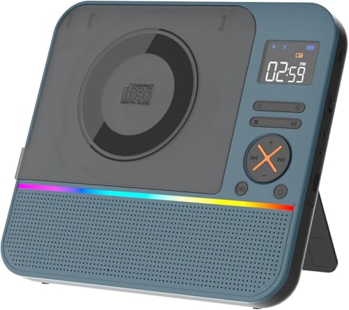 2026 MONODEAL CD Player Tragbar mit RGB-Licht,HiFi-Stereoanlage Tragbarer CD Player Bluetooth, Wiederaufladbar discman mit Lautsprecher und FM Radio, Sleep Timer