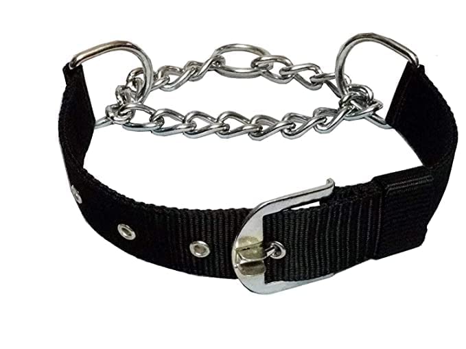 RvPaws Durable Heavy Duty Half Stainless Steel and Half Nylon Neck Collar Belt Suitable for Outdoor Training/Walking Dogs and Puppies - Medium (Black) (B0C5RHZPPC) Amazon Price History, Amazon Price Tracker